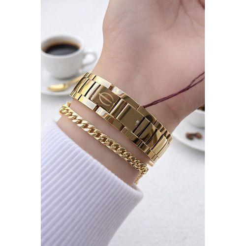 Essence Çelik Kordon Kararma Yapmaz 3 Atm Suya Dayanıklı Kadın Kol Saati + Bileklik VS.BLKT.0826