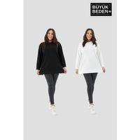 Kadın  Büyük Beden 2 li Set ince Sweatshırt Tunik SPR26BTK990+2
