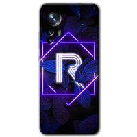 Xiaomi Mi 12 Kılıf HD Desen Baskılı Arka Kapak - Dark Neon Yaprak R Harfi