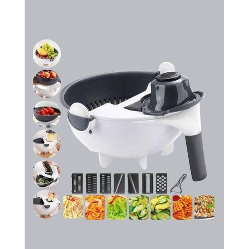 5 Fonksiyonlu Döner Rende Süzgeçli Çok Amaçlı Sebze Doğrayıcı Kaymaz Tabanlı