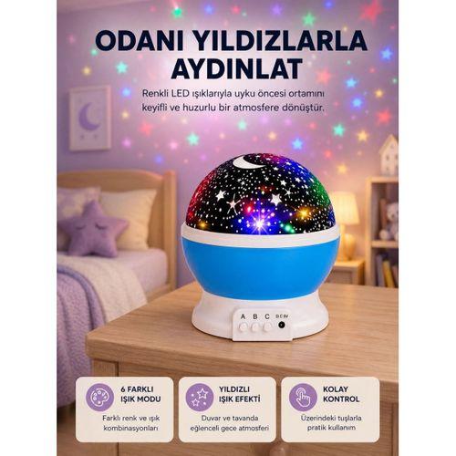 Renkli Led Gece Lambası 6 Işık Modlu Çocuk Odası Atmosfer Aydınlatma