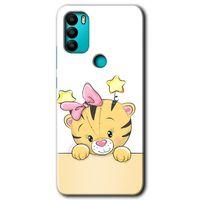 MRCİLETİSİM General Mobile GM 21 Plus Kılıf HD Desen Baskılı Arka Kapak + Temperli Cam - Sevimli Kedi