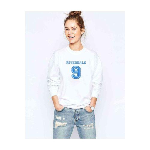 Riverdale 9 Baskılı Beyaz Kadın Sweatshirt