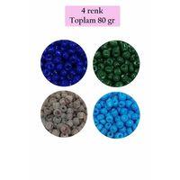 Dökme Cam Kum Boncuk Büyük Boy (6/0) 4 mm - 4 Renk - Toplam 80 Gram - BNC415
