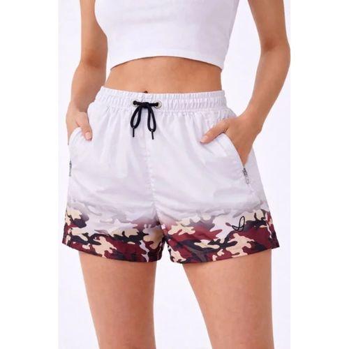 Deniz Şortu Fermuarlı Cepli File Astarlı Hızlı Kuruyan Premium - Beyaz