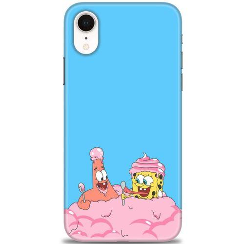 iPhone XR Kılıf HD Baskılı Kılıf - SpongeBob + Tam Ekran Koruyucu