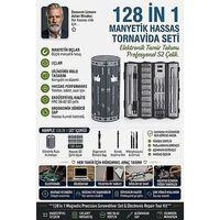 128 in 1 Manyetik Hassas Tornavida Seti Elektronik Tamir Takımı Profesyonel S2 Çelik Silindirik Roll-Up Kutulu 723592
