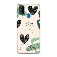 Samsung Galaxy M30s Kılıf Kalpli Kaktusler Arka Kapak Silikon Koruma Full Koruyucu