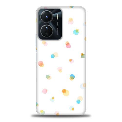 Vivo Y16 Kılıf HD Baskılı Kılıf - Rengarenk Puantiye + Tam Ekran Koruyucu