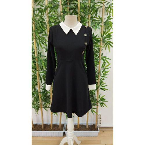 Kadın Uzun Kollu Yakalı A Kesim Kısa Ithal Krep Elbise