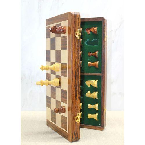 Mıknatıs Taşlı Ahşap Katlanabilir Kutulu Satranç Oyunu 40 Cm