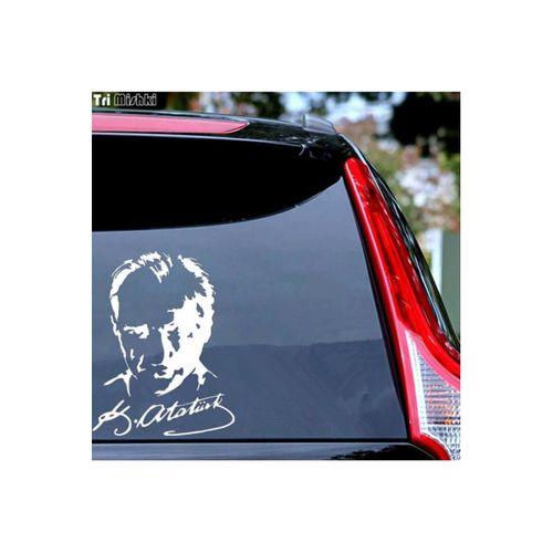 Kemal Atatürk Silueti Ve İmzası Oto Cam Sticker 20*15 Cm Miss Shop