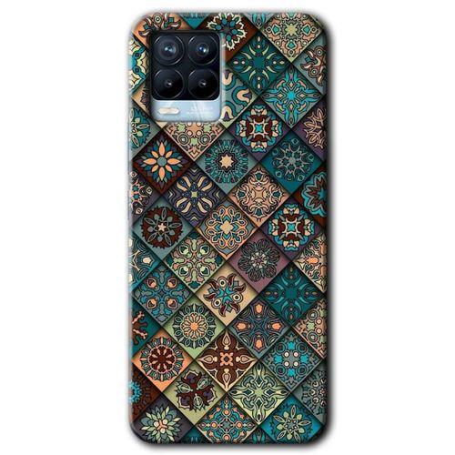 BeRa Aksesuar Realme 8 Kılıf Baskılı Kapak - Mandala Desen +Tam Kaplayan Mat Seramik