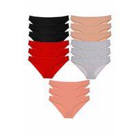 15 adet Süper Eko Set Likralı Kadın Slip Külot Siyah Kırmızı Ten Gri Pudra