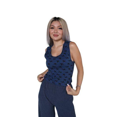 Kadın Kalın Askılı Body Bol Paça Pantolon 2`li Takım Lacivert