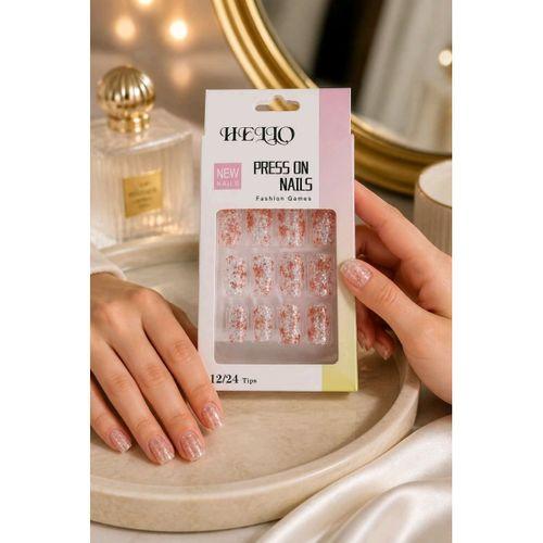 Parlak Lüks Renkli Takma Tırnak (Tırnak Yapıştıcı Hediye)
