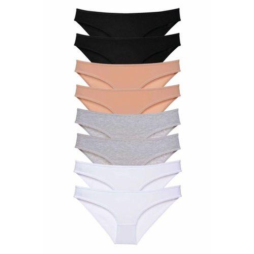 8 adet Süper Eko Set Likralı Kadın Slip Külot Siyah Ten Gri Beyaz