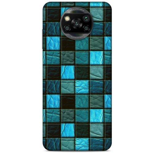 Xiaomi Redmi Poco X3 Kılıf Patchwork (27) Tasarımlı Kılıf Turkuaz Siyah