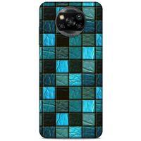 Xiaomi Redmi Poco X3 Kılıf Patchwork (27) Tasarımlı Kılıf Turkuaz Siyah