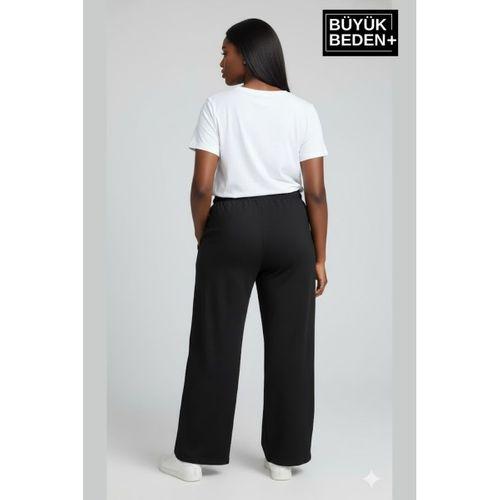 Kadın Büyük Beden BROOKLYN Baskılı Rahat Kesim Paça Reçme İnce Eşofman Altı SPR26EAK952-2