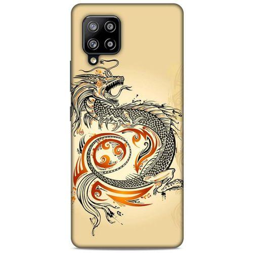 Samsung Galaxy A12 Kılıf Dragons (27) Tasarımlı Kılıf Siyah Ejderha Dövmesi
