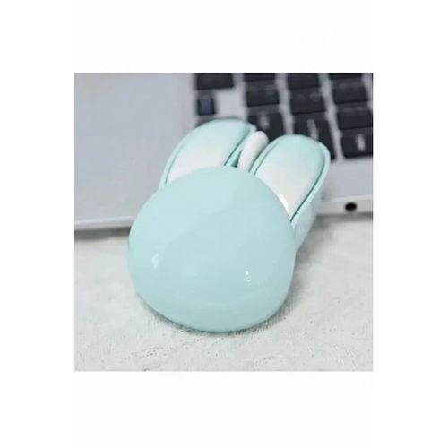 Tavşan Figürlü Kablosuz Mouse Pil Dahil Etiket Hediyeli Mavi