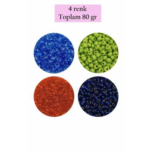 Dökme Cam Kum Boncuk (8/0) 3 mm - 4 Renk - Toplam 80 Gram - BNC421