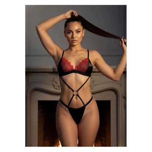 Siyah Kırmızı Sütyen Takım - 6585