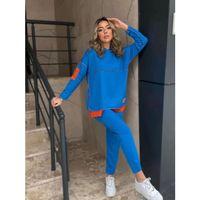 Pilelistore Kadın Indigo Kapşonlu Etek Ucu Detay Arma Ters Dikiş Gorunumlu Ikili Takım