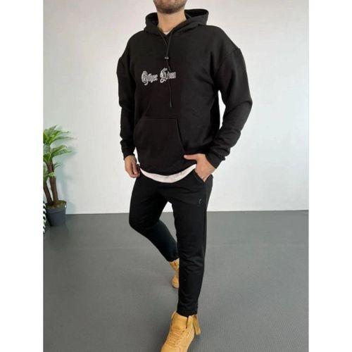 Erkek Kapşonlu Sweatshirt – Oversize Üç İplik Şardonlu Hoodie, “Other Lives” Ön - Arka Baskılı, Kanguru Cepli, Kışlık Rahat Günlük Stil - Siyah