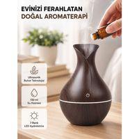 Aromaterapi Difüzör Ahşap Desenli Ve Ultrasonik Nemlendirici Led Işıklı