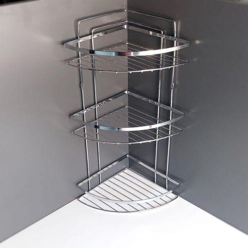 Lamalı Krom Raf 3 Katlı Banyo Düzenleyici Şampuanlık