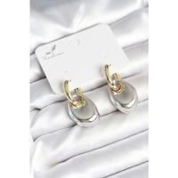 Pirinç Damla Model Gümüş Gold Renk Kadın Küpe