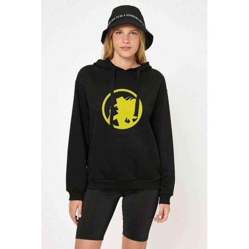 Carmen Sandiego Logo Blue Side Baskılı Siyah Kadın Kapşonlu Sweatshirt