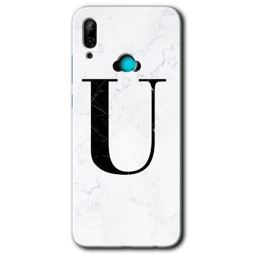 Huawei P smart 2019 Kılıf HD Desen Baskılı Arka Kapak - Beyaz Mermer Desenli Ü Harfi