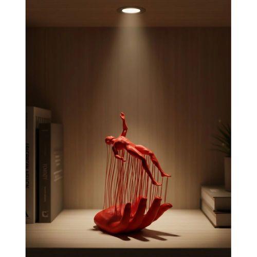 3d El Üzerinde İnsan Figürü Kırmızı Sanatsal Masa Üstü Dekor 12x18 Cm