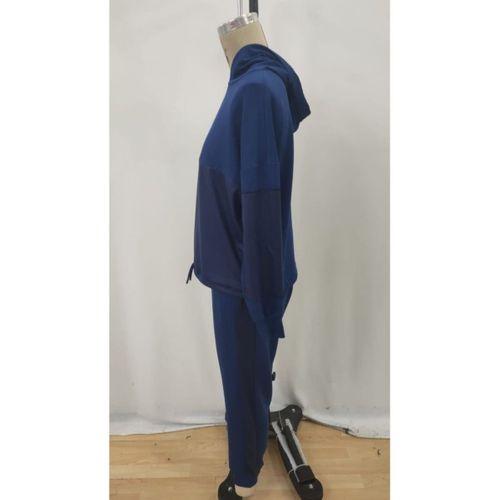 Kadın Uzun Kollu Kapşonlu Viskon Iki Iplik Bluz Ve Pantolon Ikili Takım