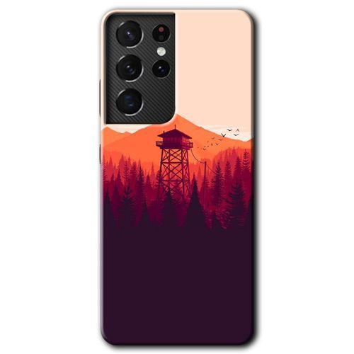 Galaxy S21 Ultra Kılıf HD Desen Baskılı Arka Kapak - Gözlem Kulesi + Kırılmaz Cam