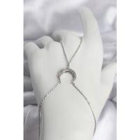 Pirinç Gümüş Renk Hilal Model Zirkon Taşlı Kadın Şahmeran