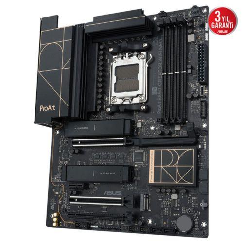 ASUS PROART B850-CREATOR WIFI NEO, 4xDDR5, 3xM.2, HDMI, DP, Type-C, PCIe 5.0, Wi-Fi 7, Bluetooth v5.4, AM5 Soket GAMING Anakart