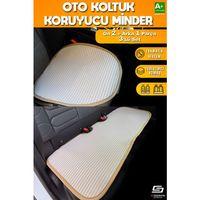 S-Dizayn Oto Koltuk Koruyucu Alt Minder Krem Universal 2+1 Parça Ön Arka A+ Kalite