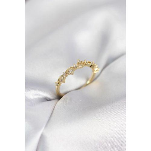 Zirkon Taşlı Pirinç Gold Renk Kadın Yüzük