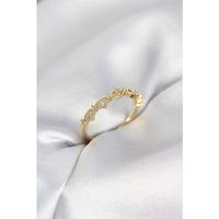 Zirkon Taşlı Pirinç Gold Renk Kadın Yüzük