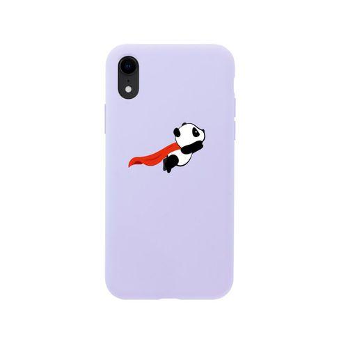 iPhone XR Uçan Panda Desenli Lila Premium Lansman Kılıf