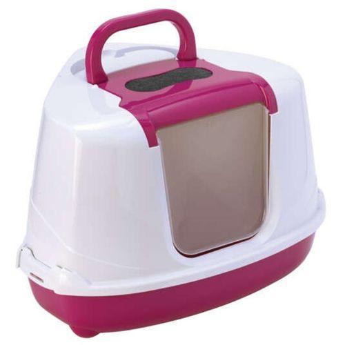 Moderna Flip Köşeli  Kapalı Kedi Tuvaleti Fuşya