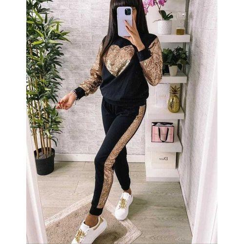 Kadın Uzun Kollu Yarım Balıkçı Yaka Pul Payet Detay Iki Iplik Ikili Takım