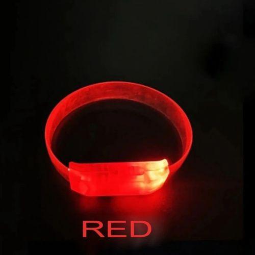 Eğitici Oyuncak 3 Modlu Pilli LED Işıklı Esnek Parti Bilekliği Kırmızı