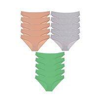 15 Adet Eko Set Likralı Kadın Slip Külot Ten Gri Yeşil