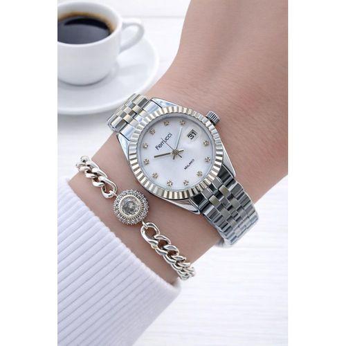 Ferrucci Çelik Kordon 2 Yıl Garantili 3 Atm Suya Dayanıklı Kadın Kol Saati+Bileklik F.EM03591.5