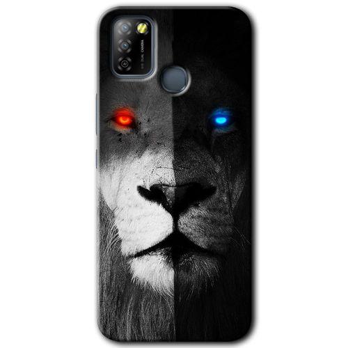 İnfinix Smart 5 Kılıf HD Desen Baskılı Arka Kapak - Fire and Ice Lion
